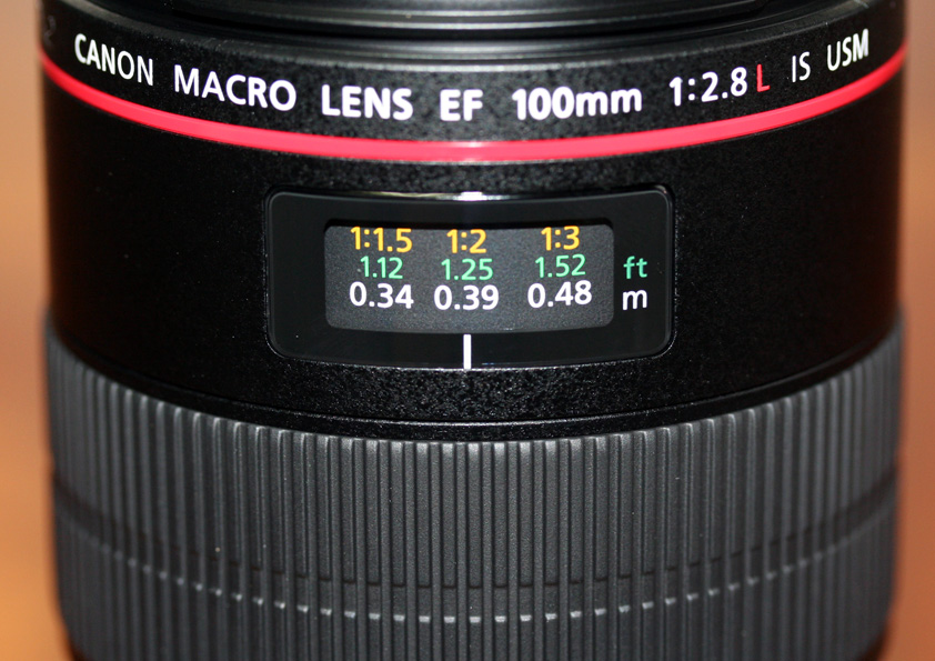 EF100mm F2.8L マクロ  「距離目盛」と「距離指標」